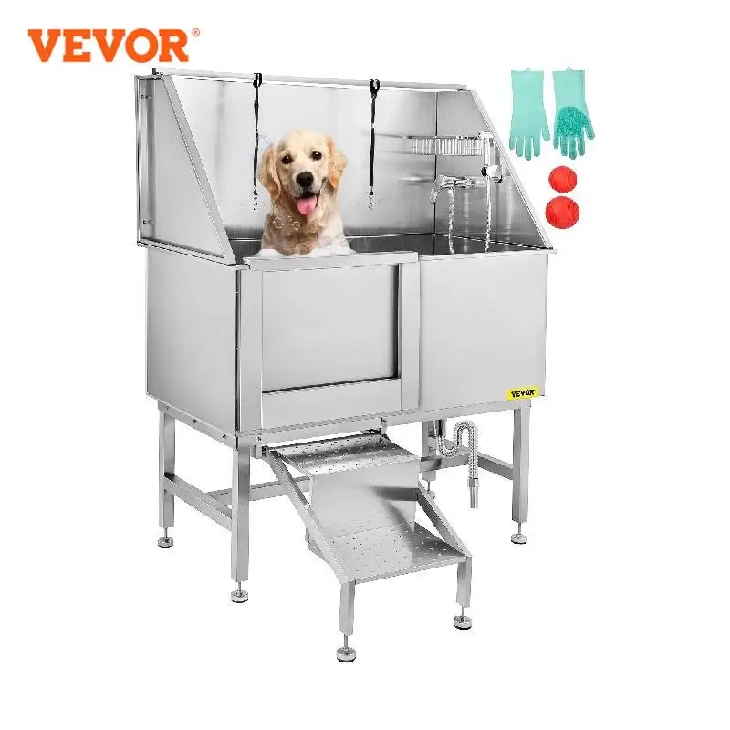 VEVOR-Baignoire-de-toilettage-professionnelle-pour-chiens-acier-inoxydable-station-de-lavage-pour-animaux-de-compagnie