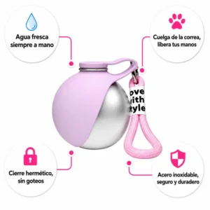 Gourde inox 304 pour chien avec bol en silicone – photo 2