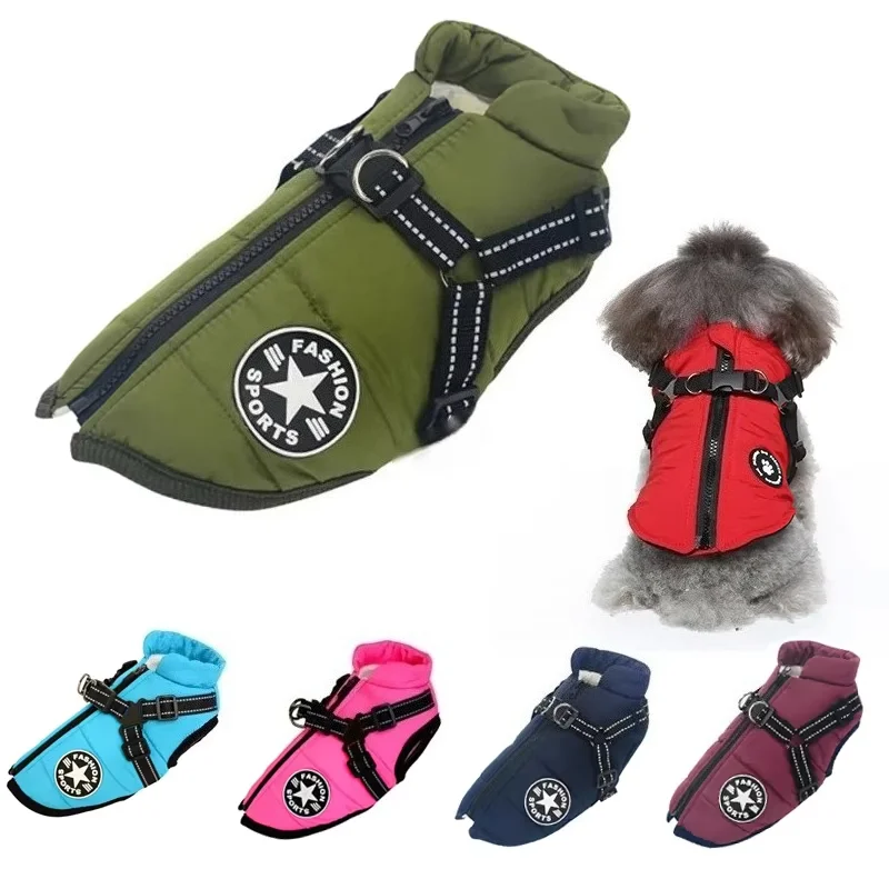 Manteau imperméable avec harnais pour chien