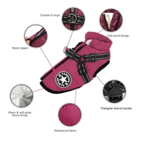 Manteau imperméable avec harnais intégré pour chien – photo 2