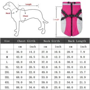 Manteau chaud imperméable avec harnais pour chien – photo 2