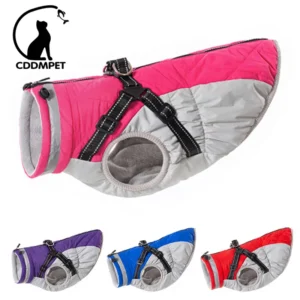 Manteau chaud imperméable avec harnais pour chien